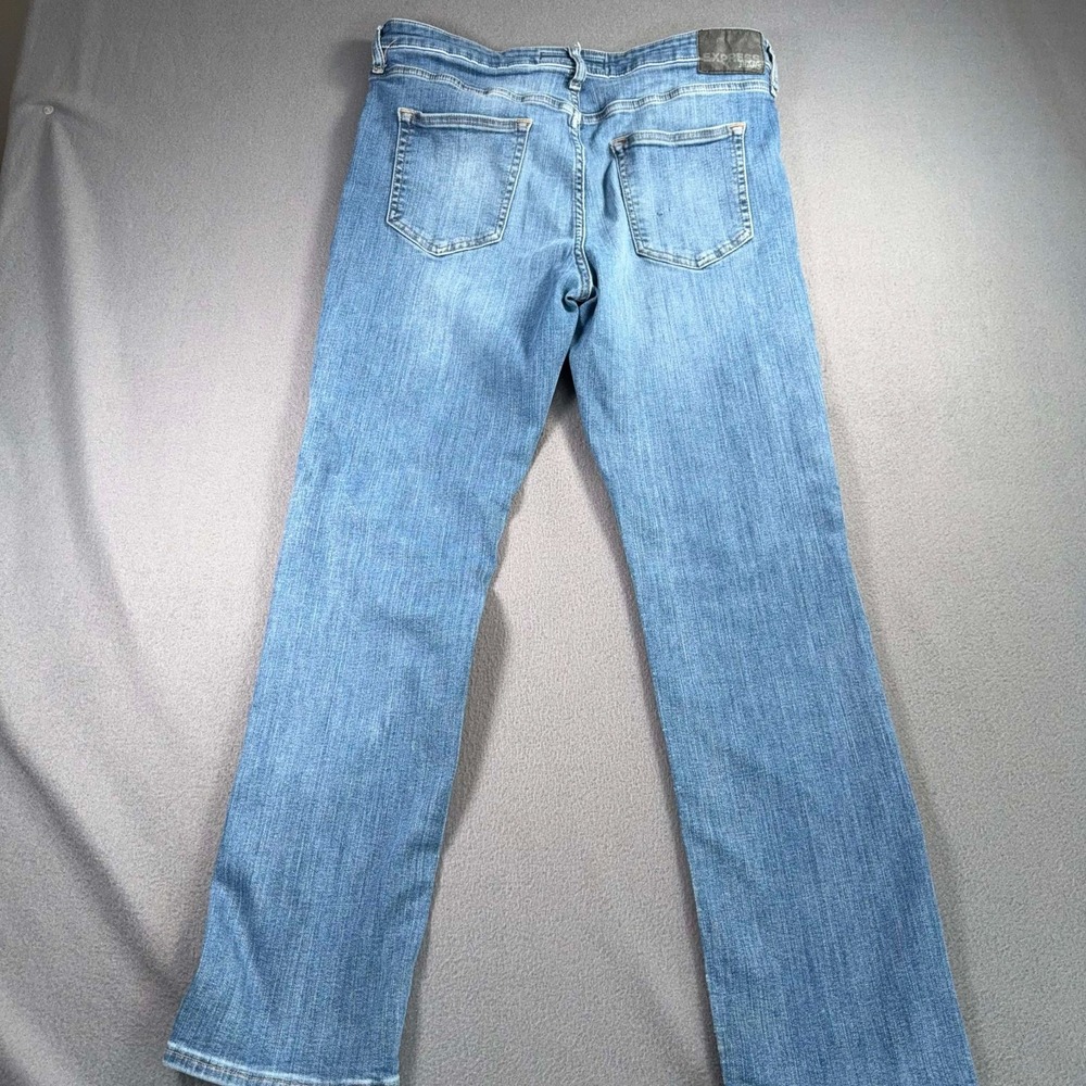 Express Hyper Stretch Jeans Mens 34x29.5 Classic Straight Blue Whisker Fade - Picture 2 of 10